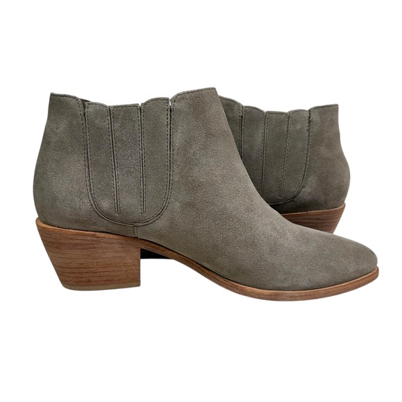 Joie Women Suede Ankle Boots Western Style Stacked Block Heel Taupe Pull On 39.5 - Picture 6 of 11